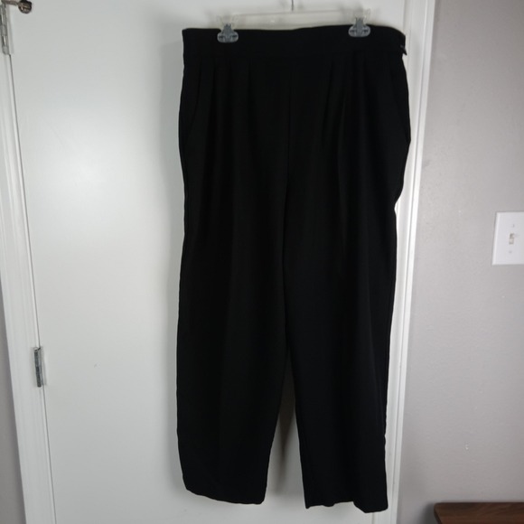 Vintage Liz Baker Dress Pants Womens 22W Black Pleated High Rise Made in USA 90s - Picture 1 of 16